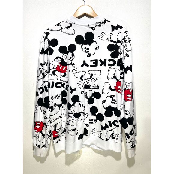 Disney Mickey Mouse sweatshirt all over print athleisure black white women M - Picture 2 of 7